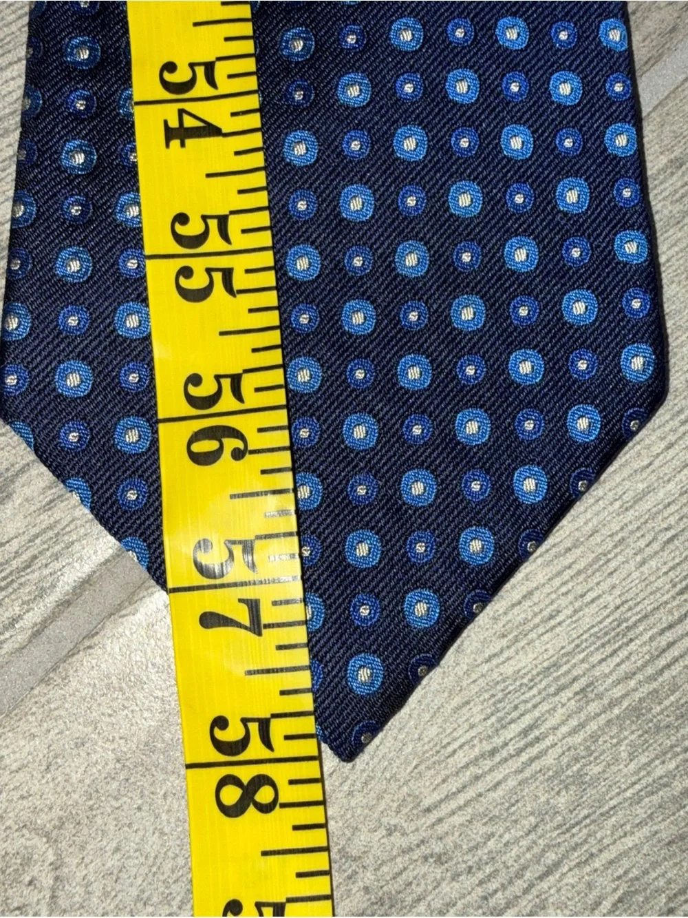 Polo Ralph Lauren Mens Silk Tie Navy Blue White Dotted Made‎ in USA Classic